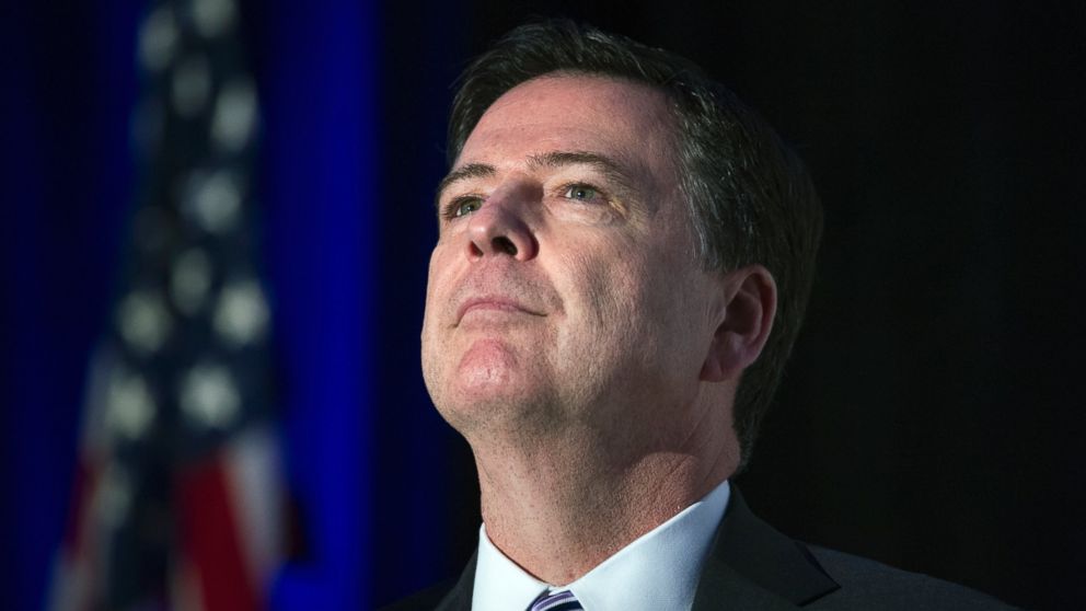 FBI Director James Comey addresses the Intelligence and National Security Alliance Leadership Dinner in Alexandria, Va., March 29, 2017.