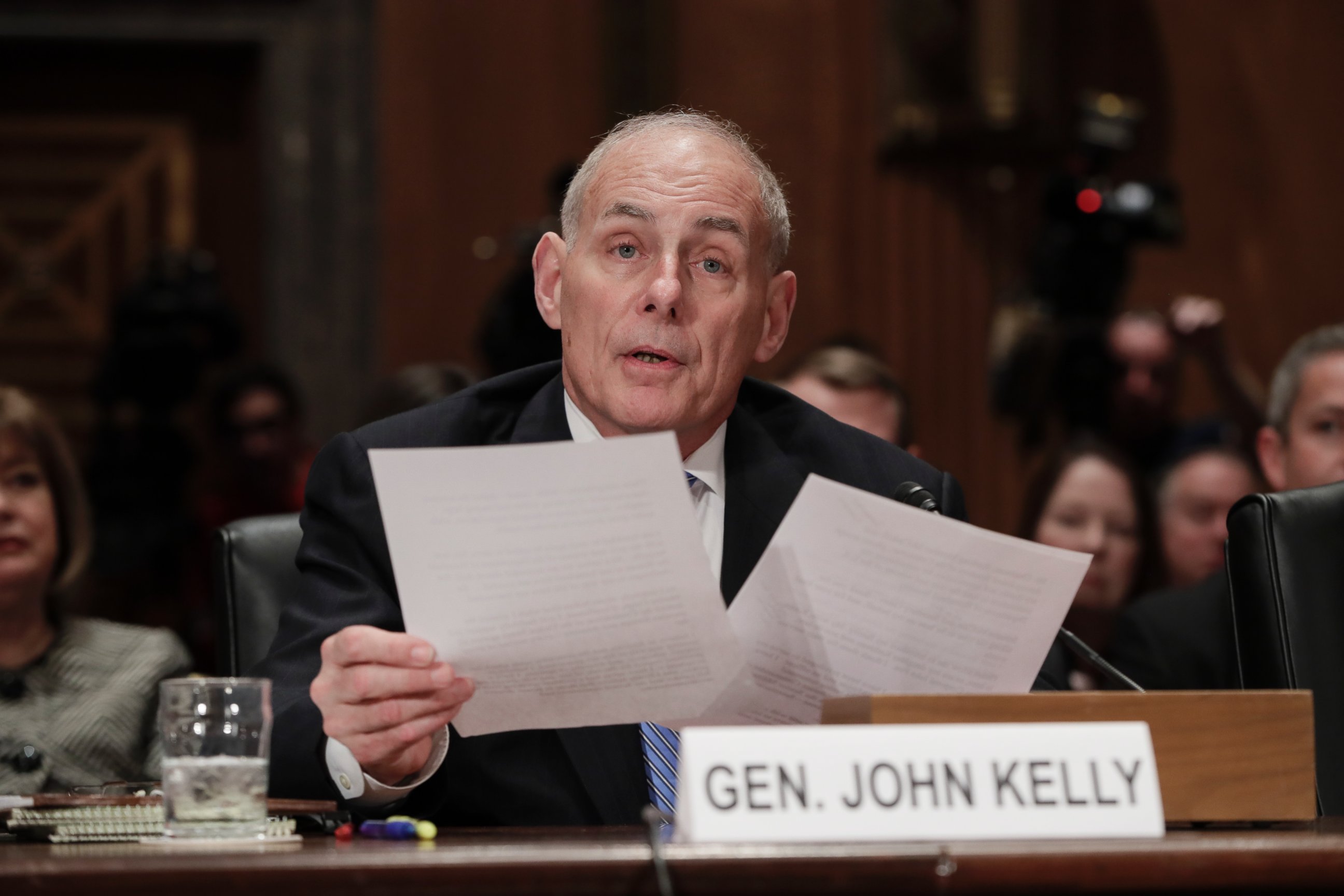 PHOTO: Homeland Security Secretary-designate John Kelly testifies on Capitol Hill in Washington, D.C. Jan. 10, 2017, at his confirmation hearing before the Senate Homeland Security and Governmental Affairs Committee.