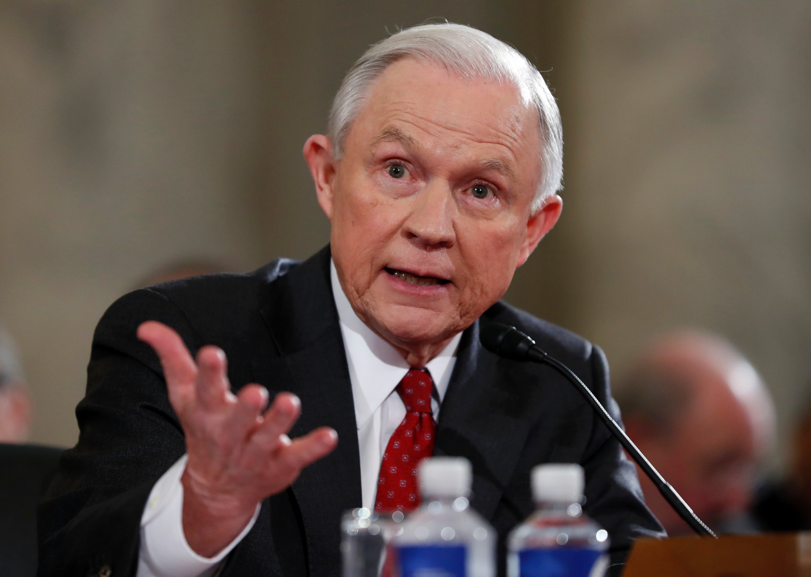 PHOTO: Attorney General-designate, Sen. Jeff Sessions, testifies on Capitol Hill in Washington,D.C., Jan. 10, 2017, at his confirmation hearing before the Senate Judiciary Committee. 