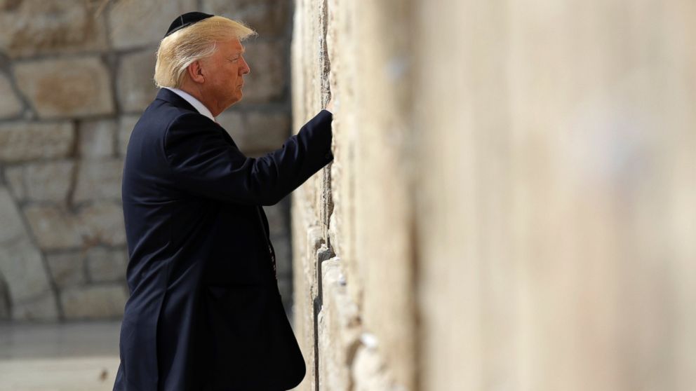 President Donald Trump visits the Western Wall, May 22, 2017, in Jerusalem.