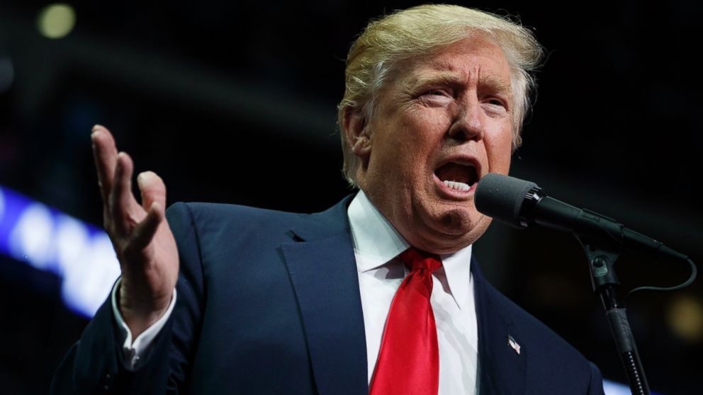 Republican presidential candidate Donald Trump speaks during a campaign rally in Hershey, Pennsylvania, Nov. 4, 2016. 