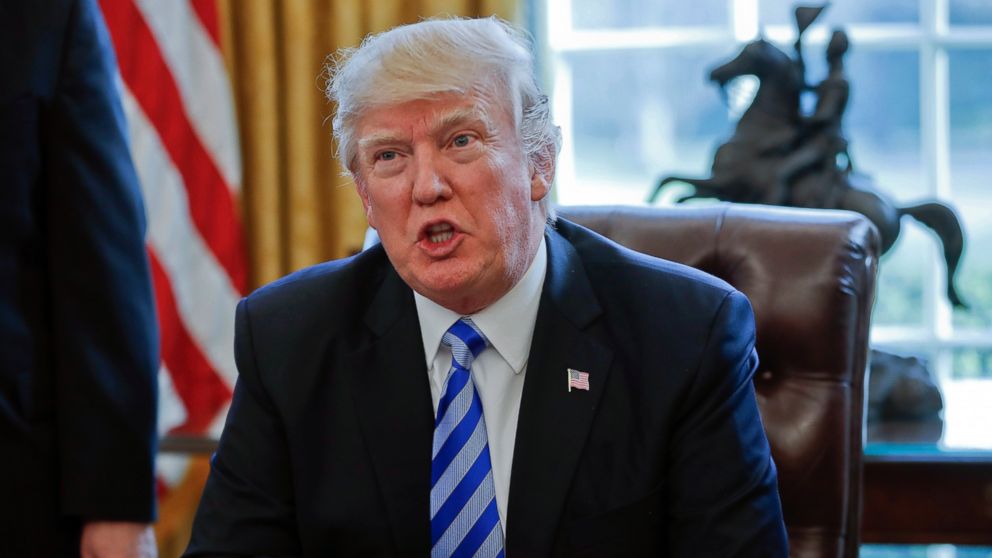 President Donald Trump talks about the health care overhaul bill, March 24, 2017, in the Oval Office of the White House in Washington. 