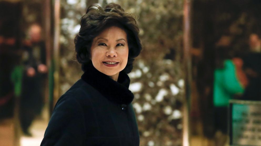 PHOTO: Former Labor Secretary Elaine Chao arrives at Trump Tower, Nov. 21, 2016 in New York, to meet with President-elect Donald Trump.