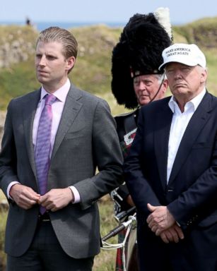 PHOTO: Donald Trump, with his sons Eric, left, and Donald Trump Jr, June 24, 2016.