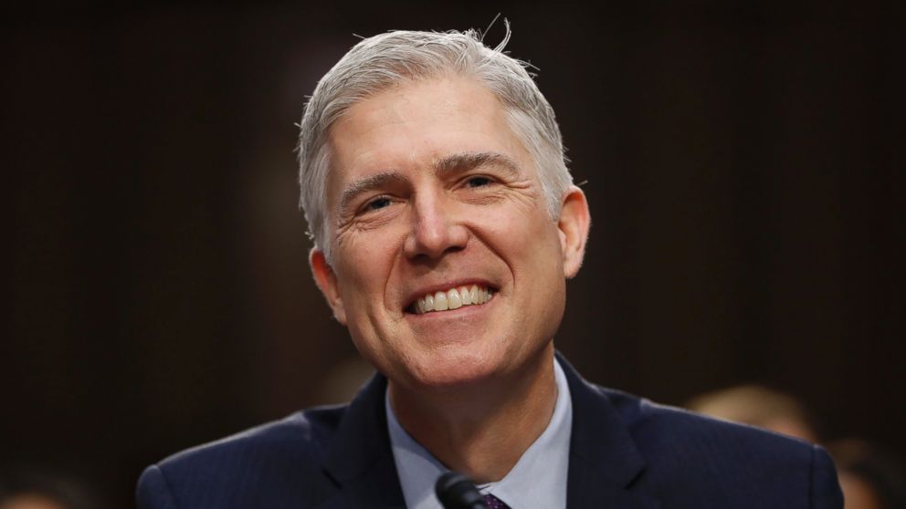 PHOTO: Neil Gorsuch smiles during his confirmation hearing before the Senate Judiciary Committee, March 21, 2017, in Washington