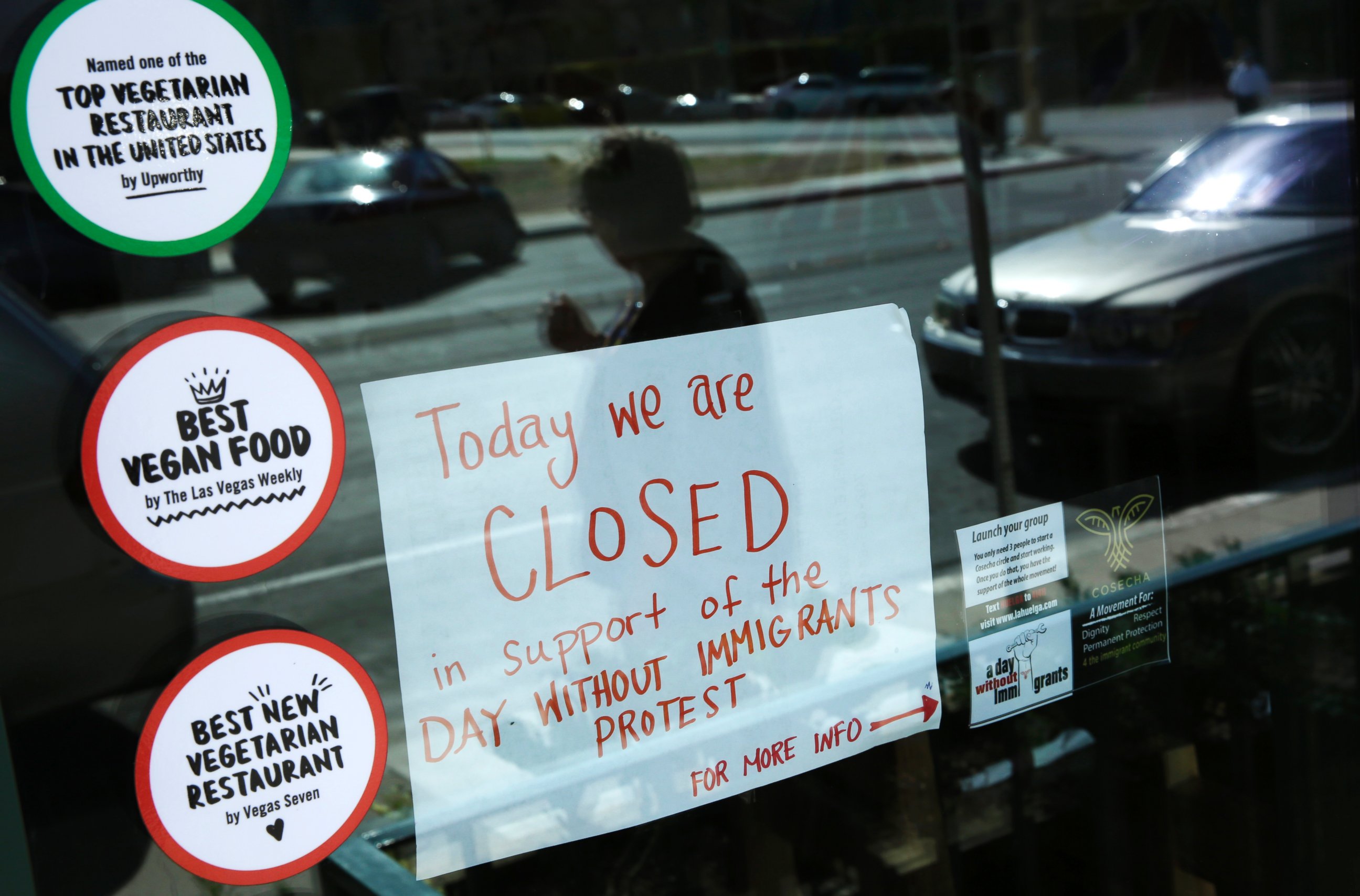 PHOTO: A sign alerts customers that restaurant VegeNation is closed in support of the Day Without Immigrants protest, Feb. 16, 2017, in Las Vegas. 