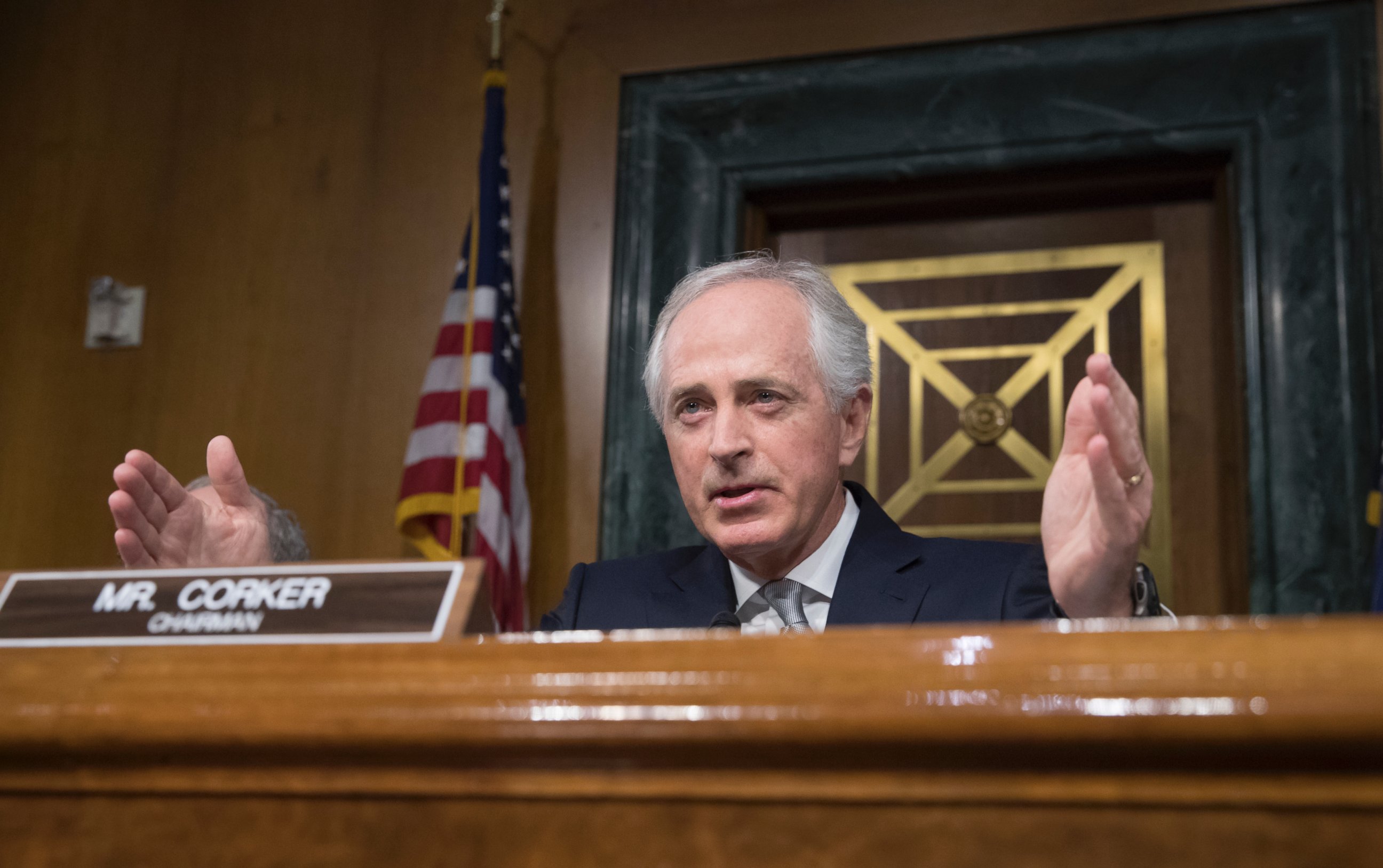 PHOTO: Senate Foreign Relations Committee Chairman Sen. Bob Corker, presides over the committee's confirmation hearing for Secretary of State-designate Rex Tillerson, Jan. 11, 2017, on Capitol Hill in Washington