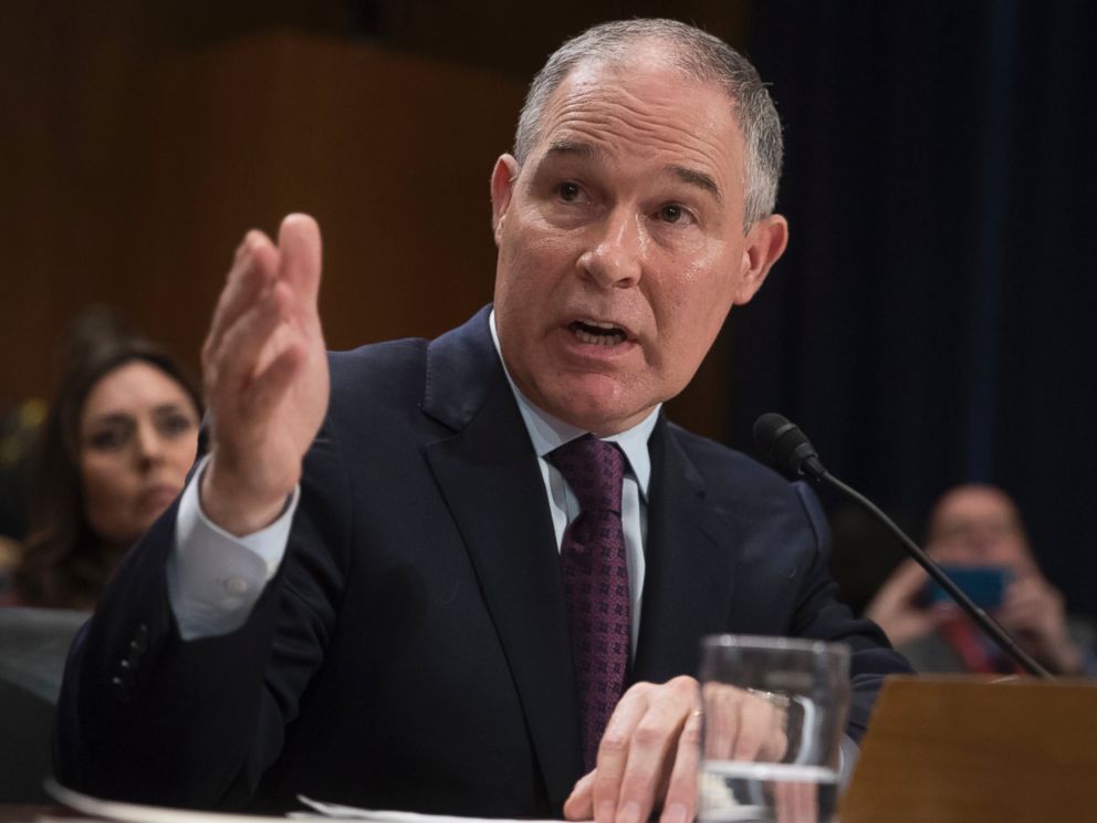 PHOTO: In this Jan. 18, 2017, file photo, Environmental Protection Agency Administrator nominee Scott Pruitt testifies on Capitol Hill in Washington.