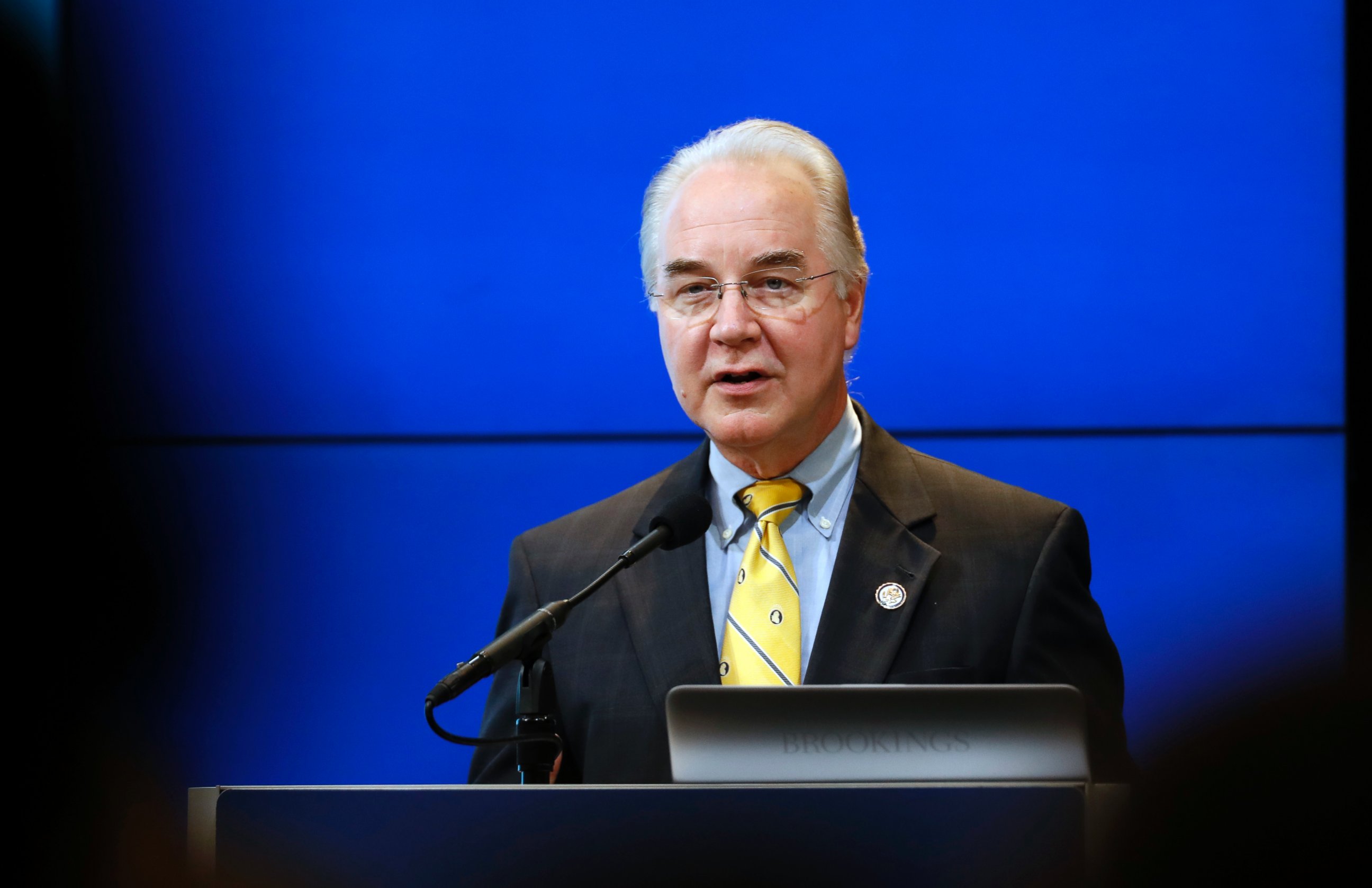 PHOTO: House Budget Committee Chairman Tom Price, President-elect Donald Trump's choice for Health and Human Services Secretary, at the Brookings Institution, Nov. 30, 2016 in Washington. 
