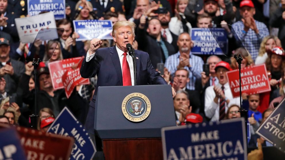 President Donald Trump speaks at a rally, March 15, 2017, in Nashville, Tenn.