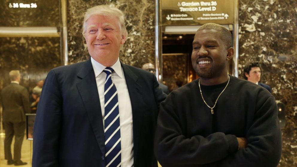 PHOTO: President-elect Donald Trump and Kanye West pose for a picture in the lobby of Trump Tower in New York, Dec. 13, 2016. 
