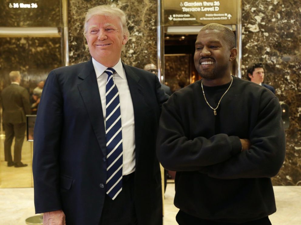 PHOTO: President-elect Donald Trump and Kanye West pose for a picture in the lobby of Trump Tower in New York, Dec. 13, 2016.