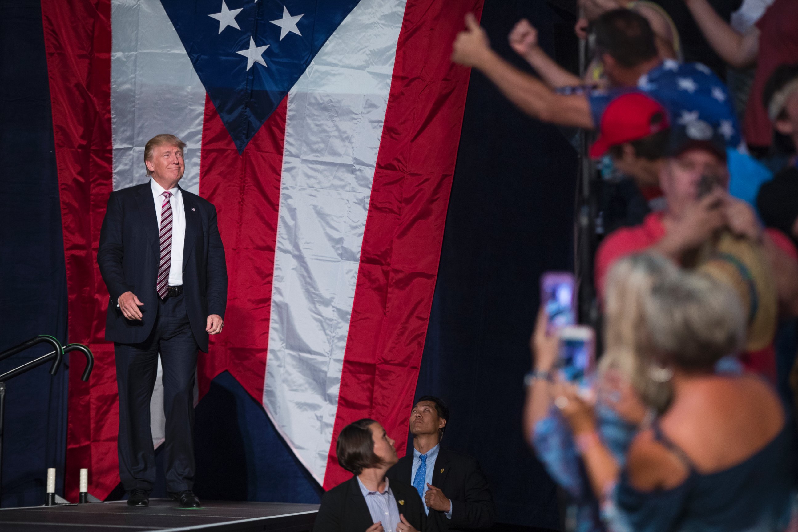 PHOTO: Donald Trump arrives for a campaign rally, July 27, 2016, in Toledo, Ohio. 