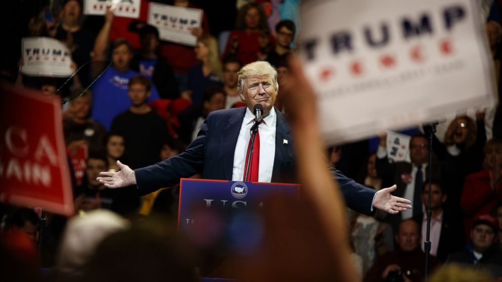 President-elect Donald Trump gestures as he speaks during a "USA Thank You" tour event, Thursday, Dec. 1, 2016, in Cincinnati. (AP Photo/Evan Vucci)
