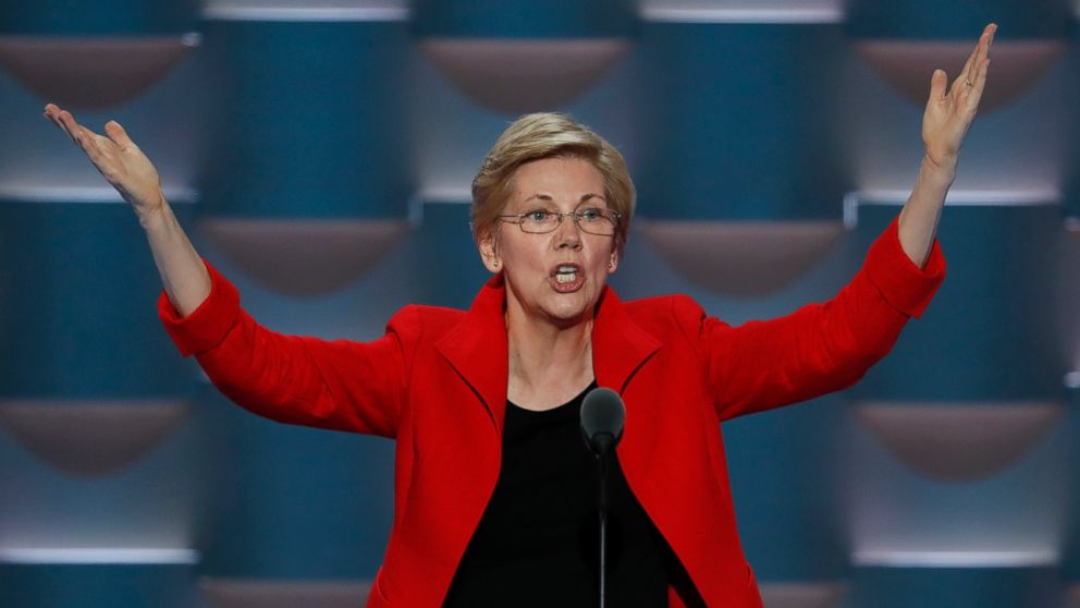 Sen. Elizabeth Warren, D-Mass., speaks during the first day of the Democratic National Convention in Philadelphia, July 25, 2016.