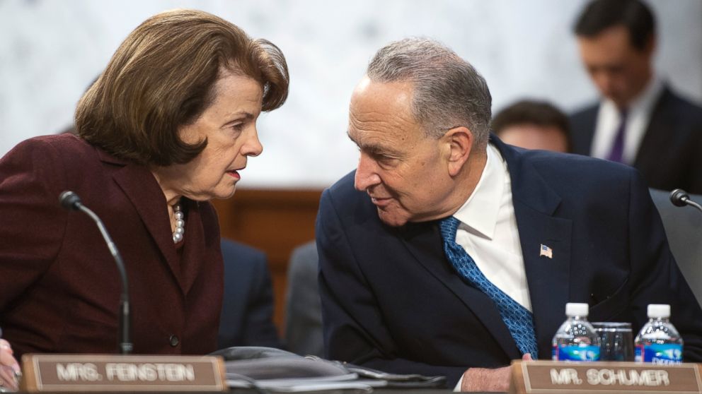 Sen. Dianne Feinstein and Sen. Charles Schumer, during the Senate Judiciary Committee markup of the "Assault Weapons Ban of 2013", on March 7, 2013.