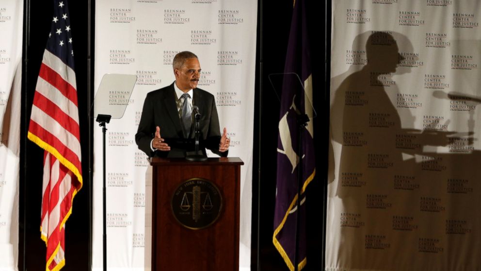 U.S. Attorney General Eric Holder delivers a keynote speech at New York University's law school, Sept. 23, 2014, in New York.