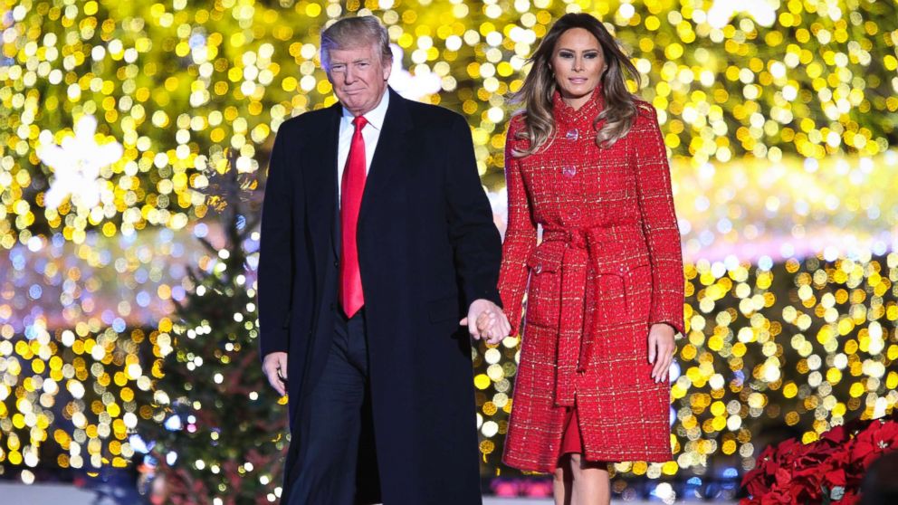 President Donald Trump and first lady Melania Trump, take part in the 95th Annual National Christmas Tree lighting ceremony at the Ellipse near the White House, in Washington on November 30, 2017.