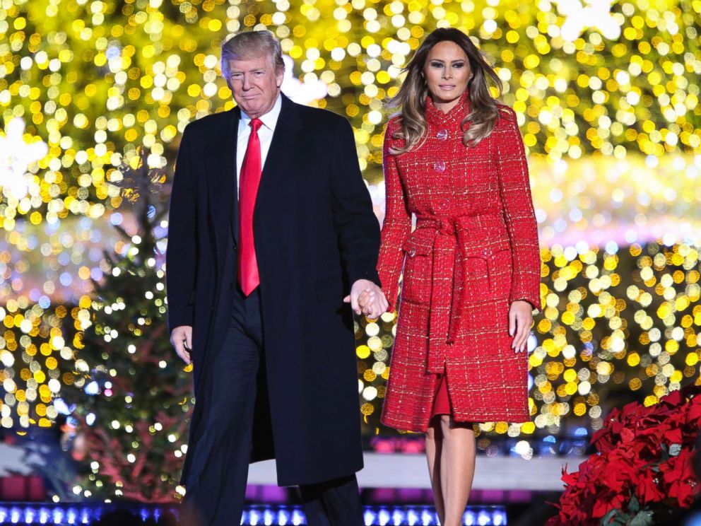 PHOTO: President Donald Trump and first lady Melania Trump, take part in the 95th Annual National Christmas Tree lighting ceremony at the Ellipse near the White House, in Washington on November 30, 2017.