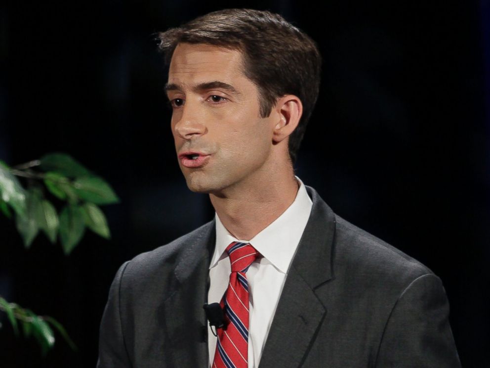 PHOTO: FILE - In this Oct. 14, 2014 file photo, Rep. Tom Cotton, R-Ark., speaks during a televised debate at the University of Arkansas in Fayetteville, Ark.