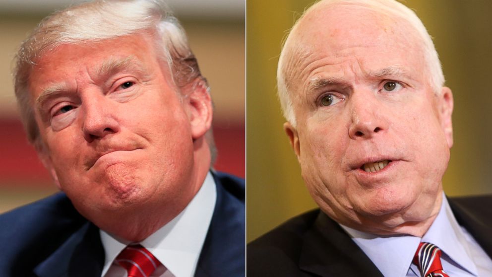 Republican presidential candidate, real estate mogul Donald Trump in Ames, Iowa, July 18, 2015. | Sen. John McCain, R-AZ, in Washington on May 14, 2013.