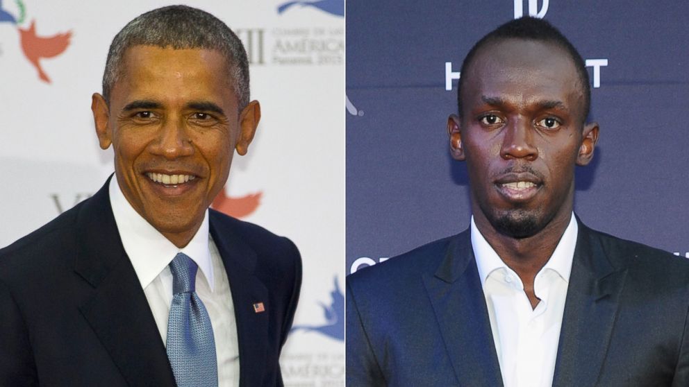 President Barack Obama in Panama City, April 10, 2015. | Usain Bolt in Miami, Fla., Dec. 6, 2014.