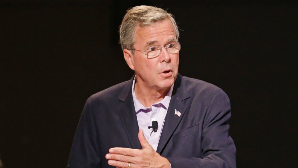 FILE - In this July 27, 2015 file photo, Republican presidential candidate, former Florida Gov. Jeb Bush speaks in Orlando, Fla. The largest Florida corporate donor to a ?super? political committee backing former Gov. Jeb Bush?s presidential run is NextEra Energy, the company that owns electric utility giant Florida Power & Light. 