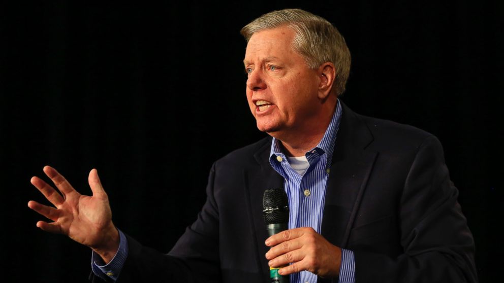 Republican presidential candidate, Sen. Lindsey Graham speaks at the Iowa GOP's Growth and Opportunity Party at the Iowa state fair grounds in Des Moines, Iowa in this Oct. 31, 2015 file photo.