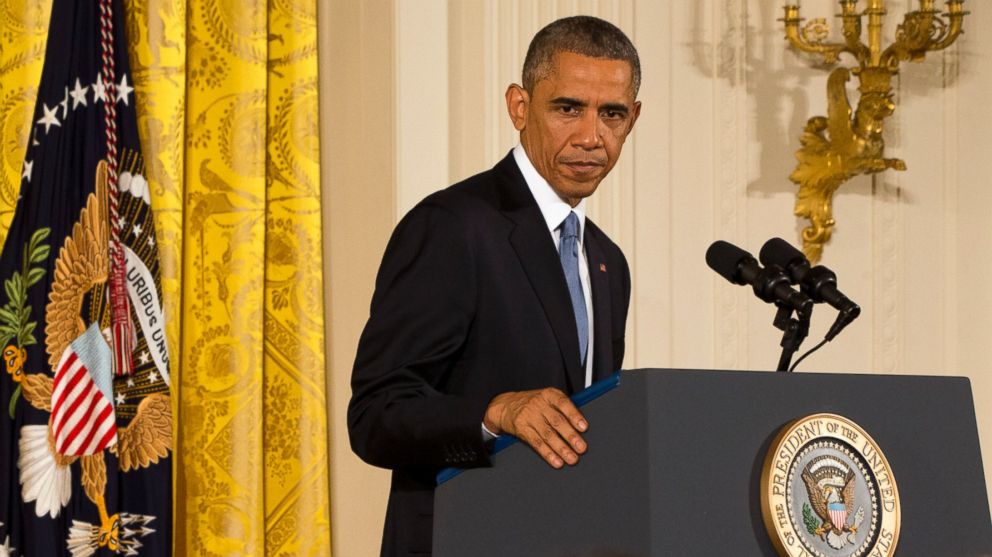 President Obama looks at reporters during a news conference in the East Room of the White House, Wednesday, Nov. 5, 2014, in Washington.