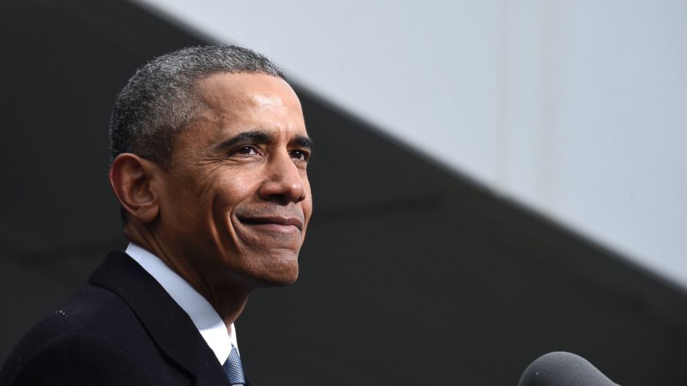 PHOTO: President Barack Obama pauses while speaking at the dedication of the Edward M. Kennedy Institute for the United States Senate, Monday, March 30, 2015, in Boston.