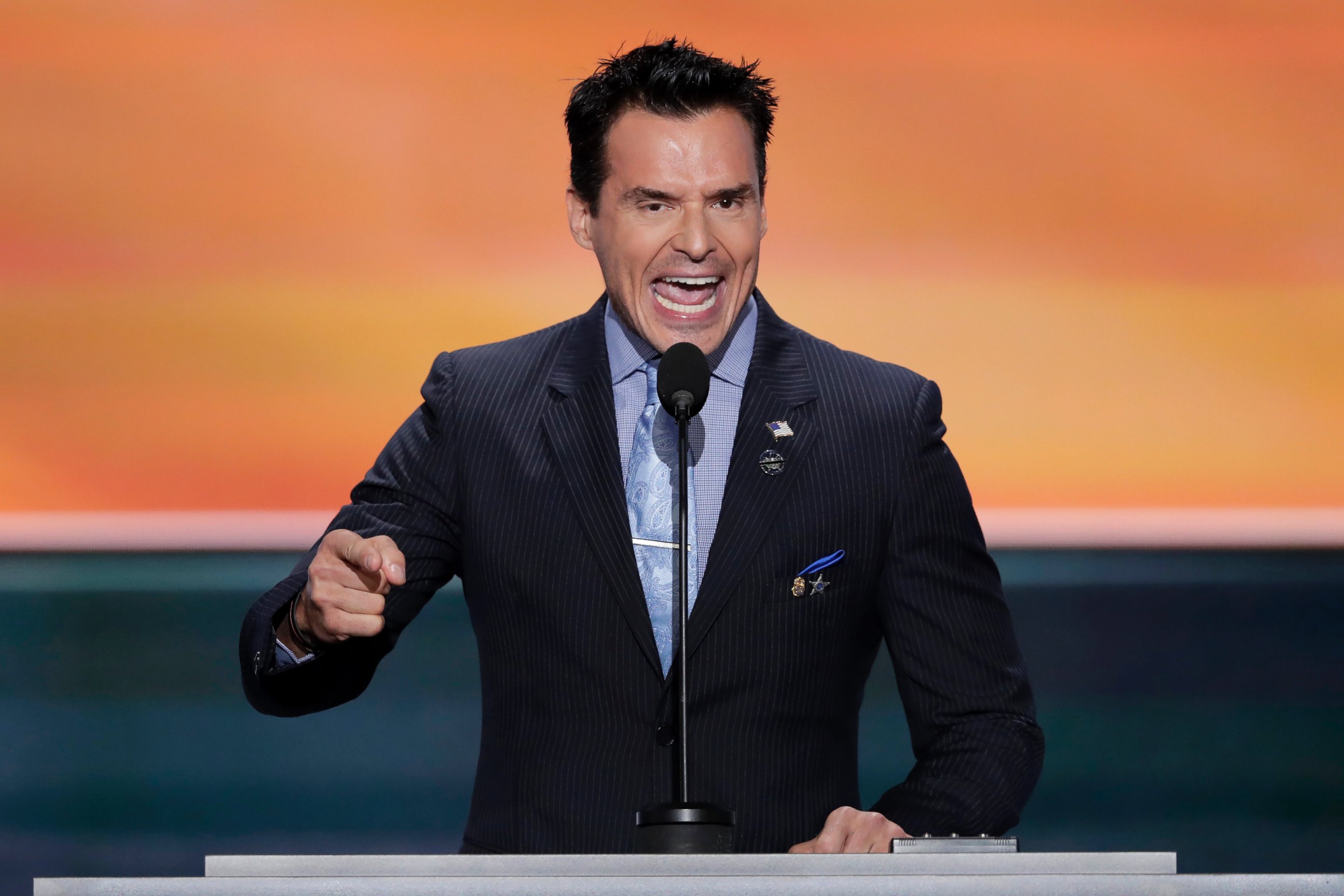 PHOTO: Actor Antonio Sabato, Jr., speaks during the opening night of the Republican National Convention in Cleveland, July 18, 2016. 