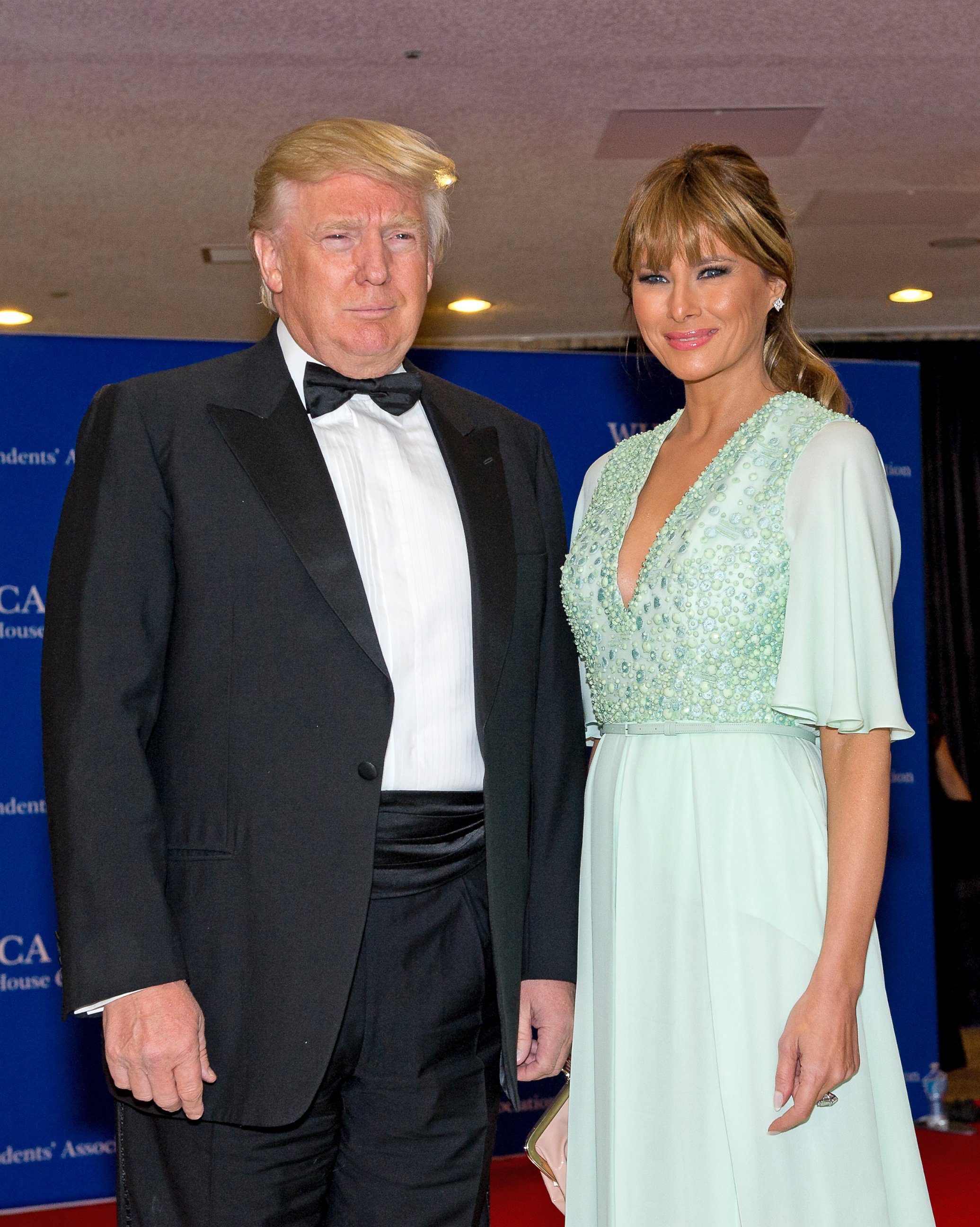 PHOTO: Donald and Melania Trump arrive for the 2015 White House Correspondents Association Annual Dinner at the Washington Hilton Hotel on April 25, 2015. 