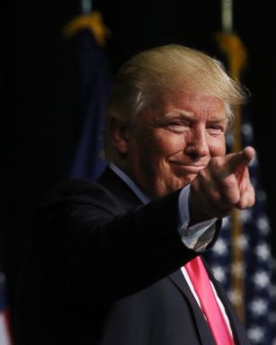 PHOTO: Republican presidential candidate Donald Trump points to the crowd after speaking during a campaign rally at Lackawanna College, July 27, 2016, in Scranton, Pennsylvania.