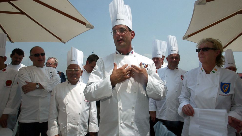 PHOTO: Chef to former president George W. Bush , Walter Scheib, is seen in this file photo greeting chefs from around the world at the Chesapeake Bay Maritime Museum in St. Michaels, Md, July 27, 2004.