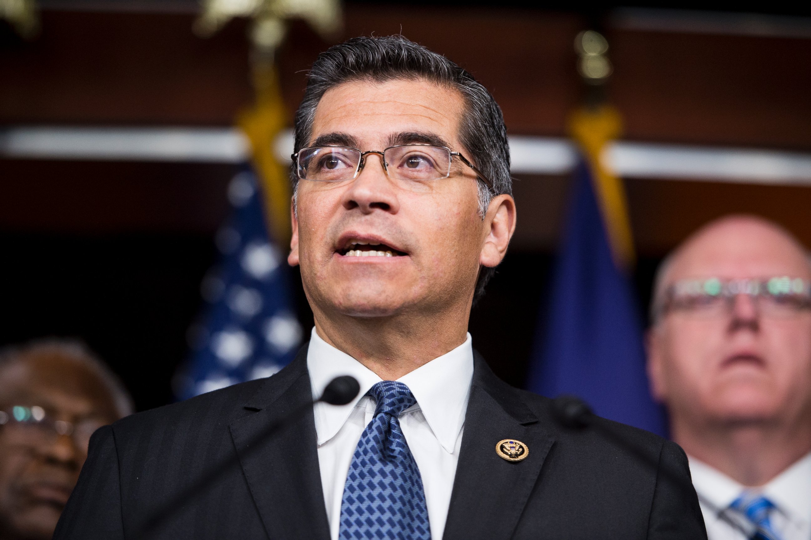 PHOTO: Xavier Becerra speaks during the House Democrats news conference, May 11, 2016, to discuss Donald Trump?'s visit to Capitol Hill.
