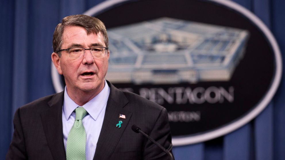PHOTO: Defense Secretary Ash Carter speaks at the Pentagon during a news conference, Friday, May 1, 2015, to discuss the Defense Department's annual report on sexual assault in the military.