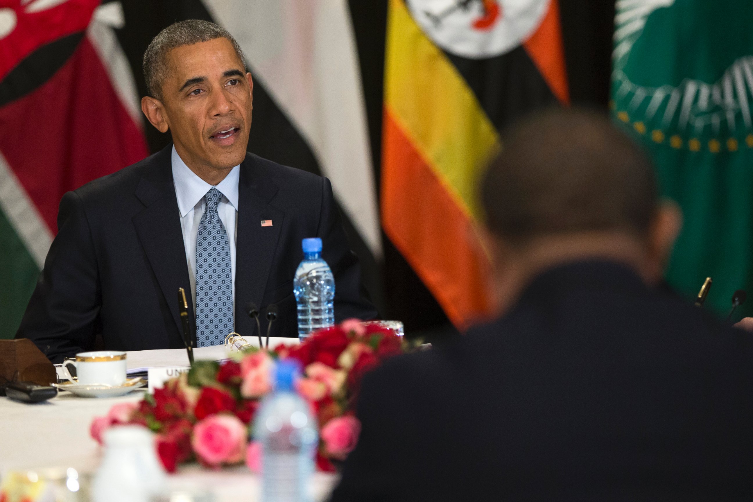 PHOTO: President Barack Obama speaks during a multilateral meeting on South Sudan and cointerterrorism issues with Kenya, Sudan, Ethiopia, the African Union and Uganda,  July 27, 2015, in Addis Ababa. 