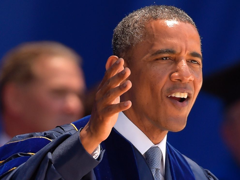 PHOTO: President Barack Obama delivers the commencement address for the University of California, Irvine, Saturday, June 14, 2014, in Anaheim, Calif.