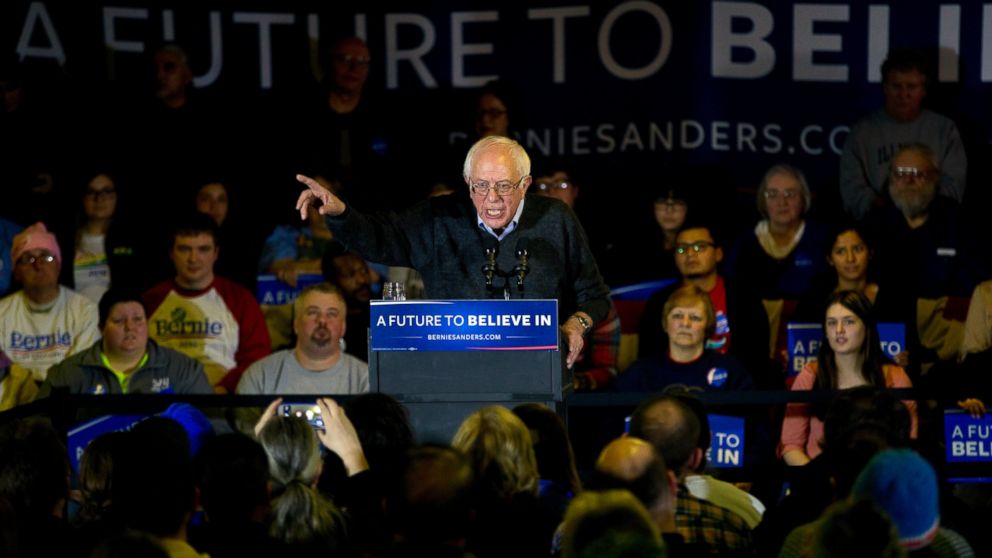 Democratic presidential candidate Sen. Bernie Sanders  addresses the crowd at a campaign event, Jan. 23, 2016, in Clinton, Iowa. 