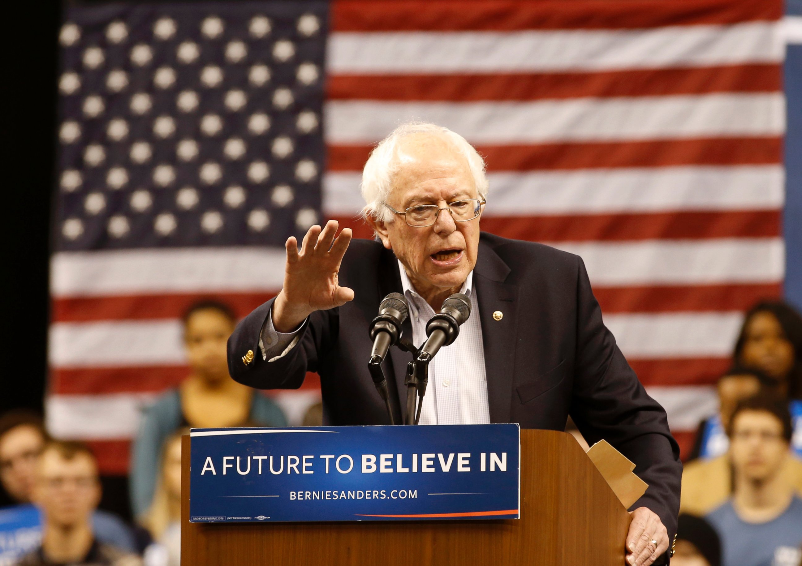 PHOTO: Democratic presidential candidate, Sen. Bernie Sanders, I-Vt. speaks during a rally in Norfolk, Va., Feb. 23, 2016.