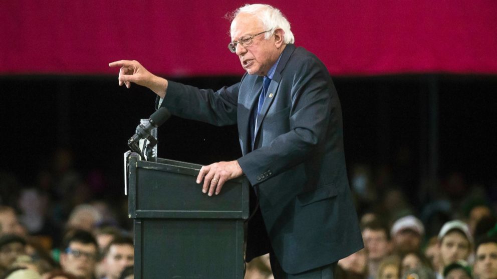 Democratic presidential candidate Sen. Bernie Sanders, I-Vt., speaks during an election night campaign event at the Big Sandy Superstore Arena, April 26, 2016, in Huntington, W.Va.