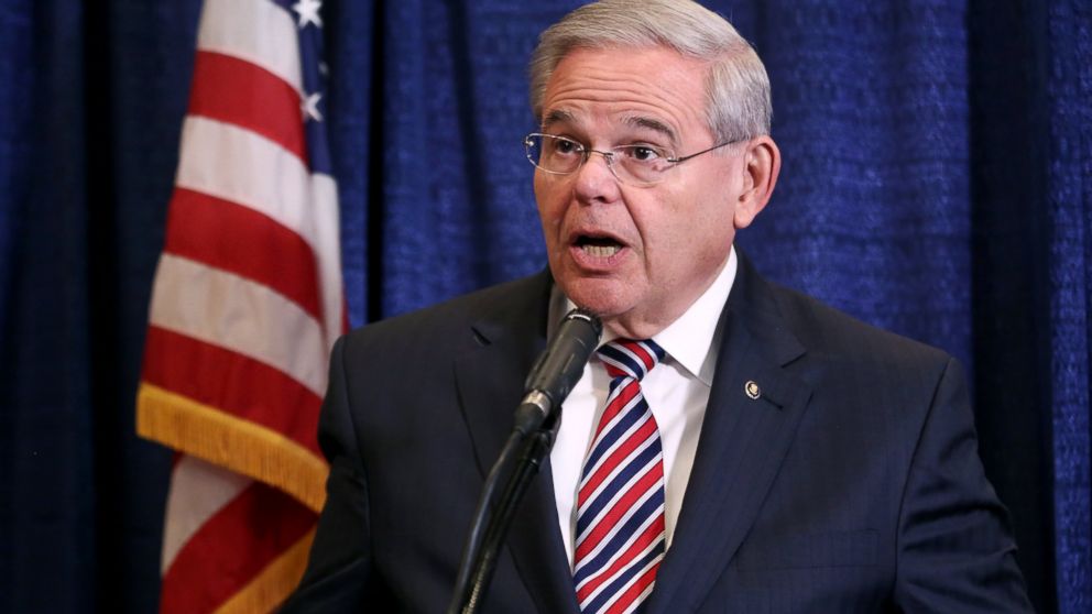 U.S. Sen. Bob Menendez speaks during a news conference, April 1, 2015, in Newark, N.J. 