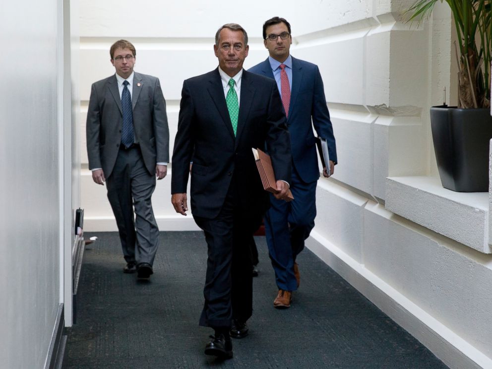 PHOTO: House Speaker John Boehner arrives for a caucus meeting on Capitol Hill in Washington, Oct. 21, 2015.