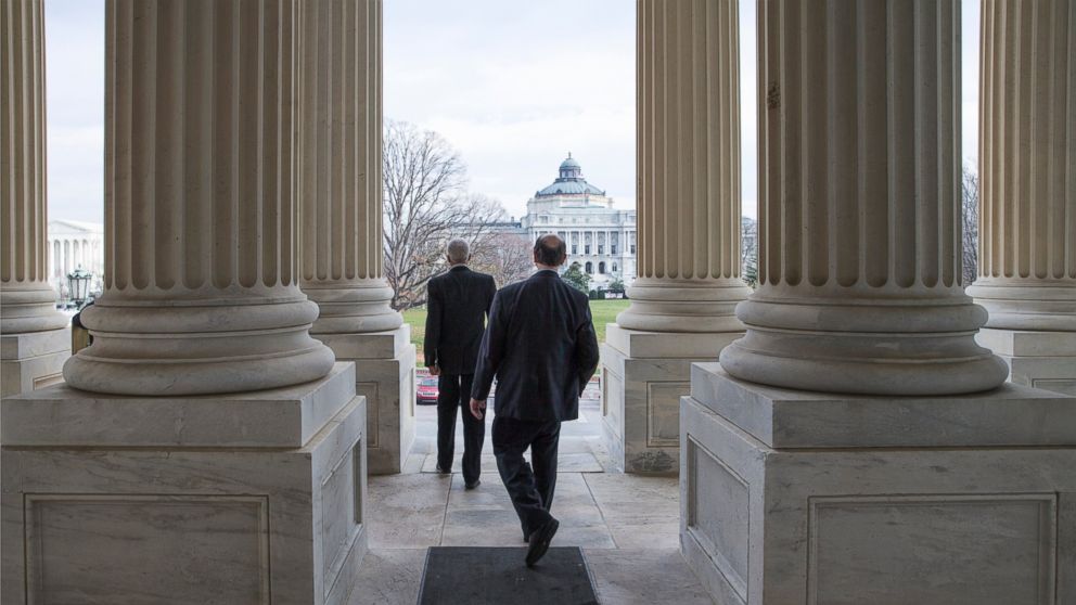 Members of the House of Representatives leave Capitol Hill in Washington, Dec. 11, 2015, after a voice vote to approve a short-term spending bill, and allow more time to finalize a $1.1 trillion government-wide spending bill and tax package