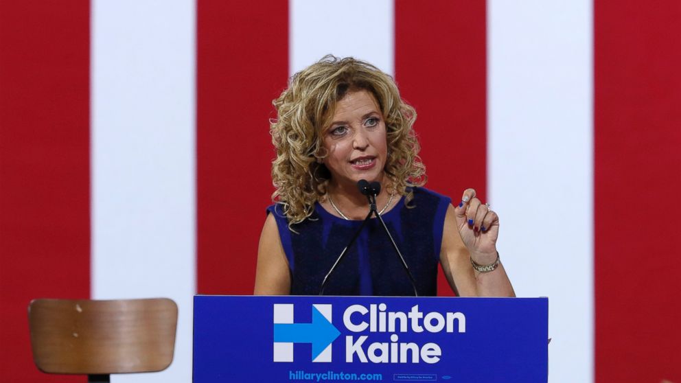 DNC Chairwoman, Debbie Wasserman Schultz speaks during a campaign event for Democratic presidential candidate Hillary Clinton, July 23, 2016, in Miami.