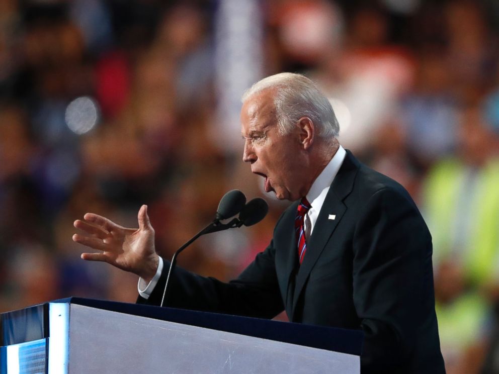 PHOTO: Vice President Joe Biden speaks during the third day of the Democratic National Convention in Philadelphia, July 27, 2016. 