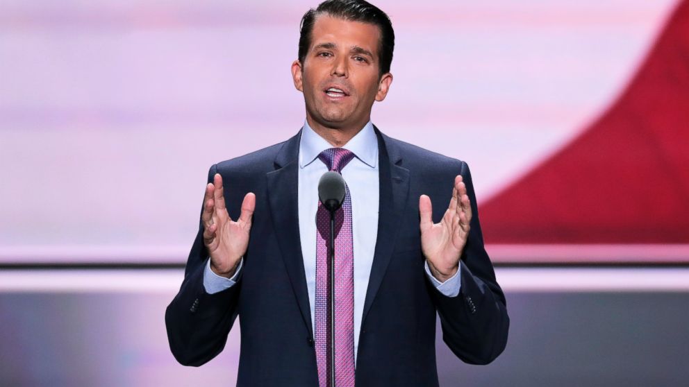 Donald Trump, Jr., son of presumptive Republican presidential nominee  Donald Trump, speaks during the second day of the Republican National Convention in Cleveland, July 19, 2016. 