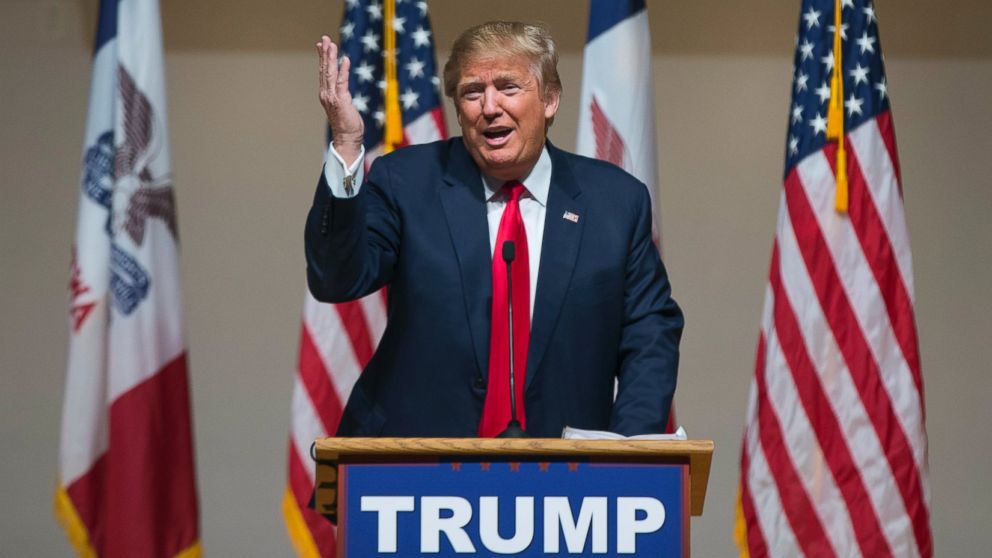 Republican presidential candidate Donald Trump speaks during a campaign rally at Dordt College, Jan. 23, 2016, in Sioux Center, Iowa.  