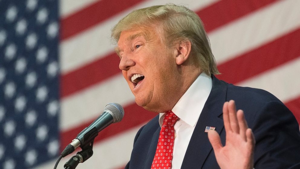 Republican presidential candidate Donald Trump speaks during a campaign stop at Concord High School, Jan. 18, 2016, in Concord, N.H. 