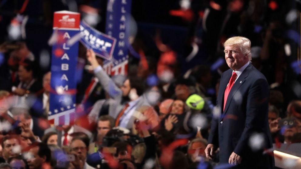PHOTO: Confetti and balloons fall during celebrations after Republican presidential candidate Donald Trump's acceptance speech on the final day of the Republican National Convention in Cleveland, July 21, 2016.